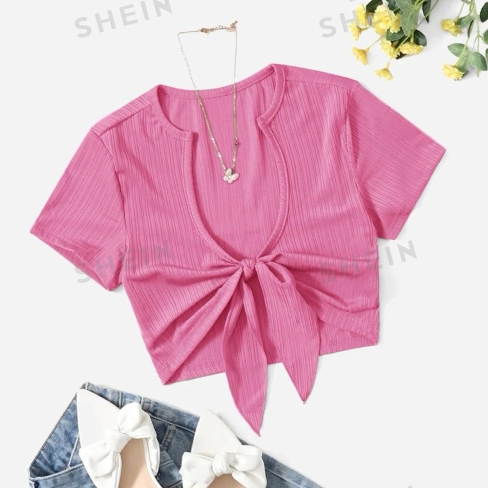 EZwear Tie Front Crop Top